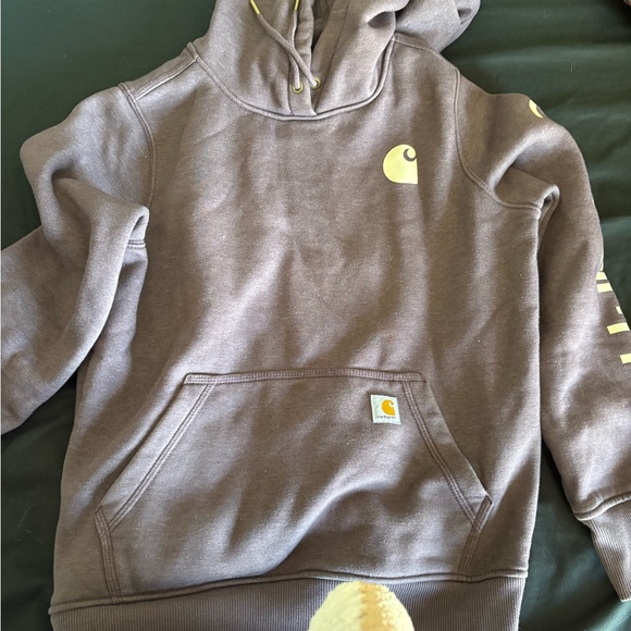 Carhartt Tops - Carhartt Logo purple Hoodie with Yellow Accents
